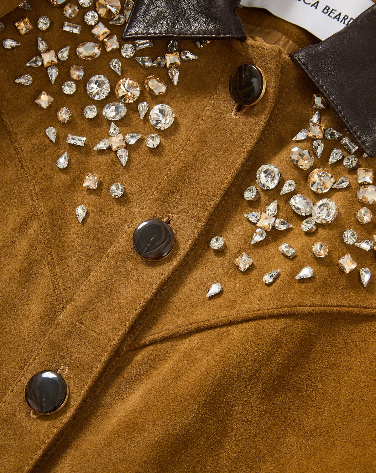 Veronica Beard | Shannon Suede Embellished Field Jacket in Acorn Tan Acorn