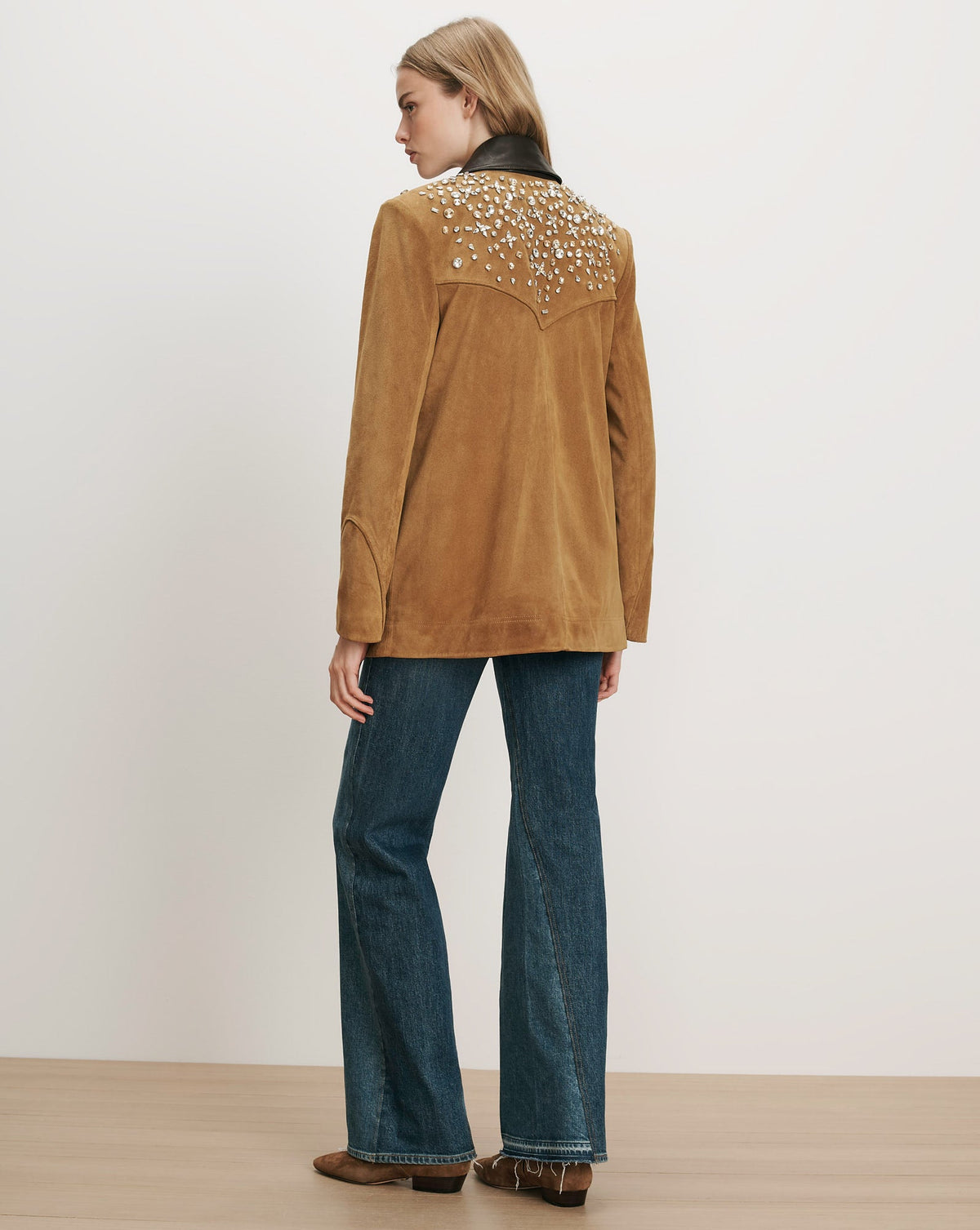 Veronica Beard | Shannon Suede Embellished Field Jacket in Acorn Tan Acorn