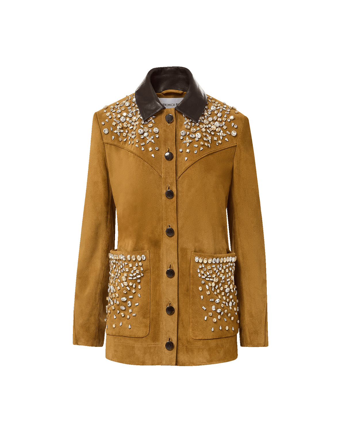 Veronica Beard | Shannon Suede Embellished Field Jacket in Acorn Tan Acorn