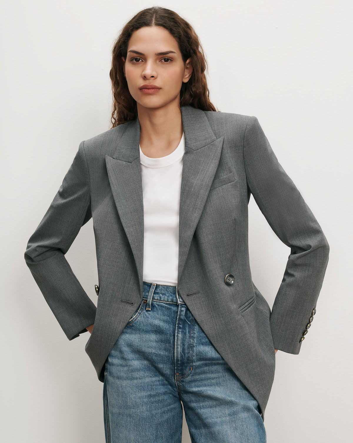 Veronica Beard | Falco Wool Dickey Jacket in Medium Heather Grey Medium Heather Grey