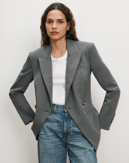 Veronica Beard | Falco Wool Dickey Jacket in Medium Heather Grey Medium Heather Grey