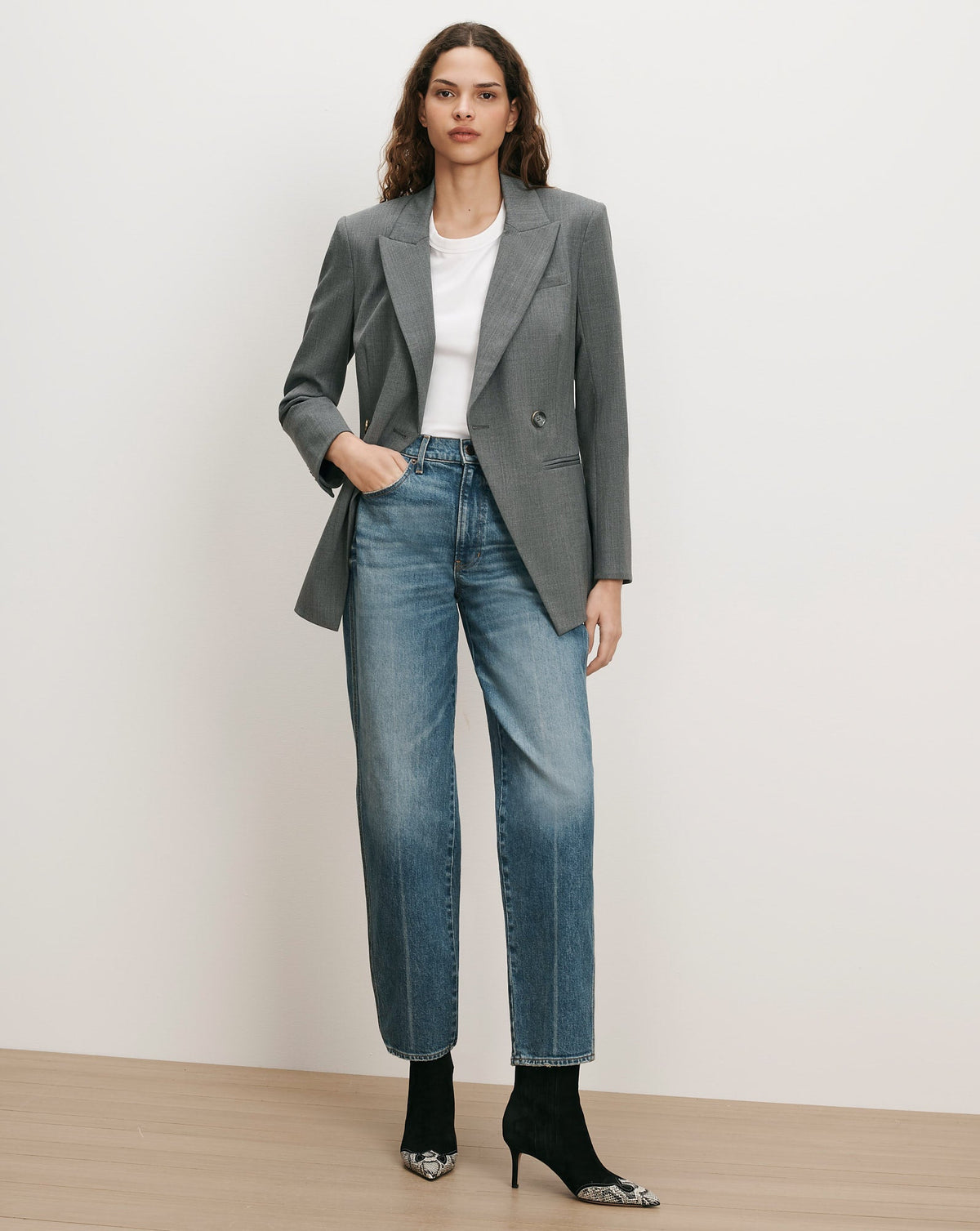 Veronica Beard | Falco Wool Dickey Jacket in Medium Heather Grey Medium Heather Grey
