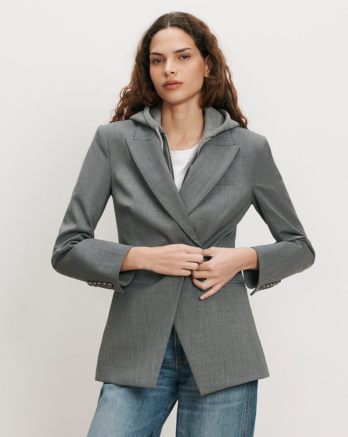 Veronica Beard | Falco Wool Dickey Jacket in Medium Heather Grey Medium Heather Grey