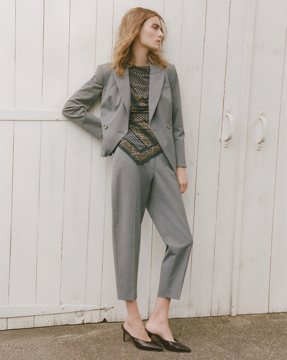 Veronica Beard | Falco Wool Dickey Jacket in Medium Heather Grey Medium Heather Grey