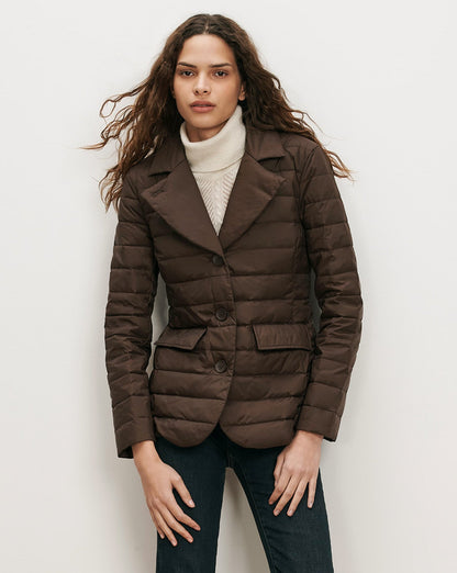 Veronica Beard | The Puffer Blazer in Espresso Dark Brown Espresso