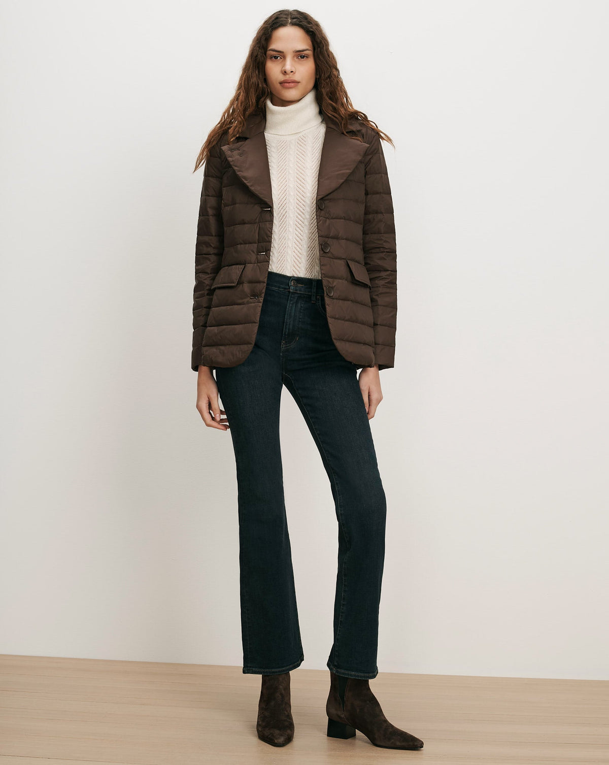 Veronica Beard | The Puffer Blazer in Espresso Dark Brown Espresso