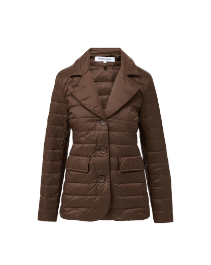 Veronica Beard | The Puffer Blazer in Espresso Dark Brown Espresso