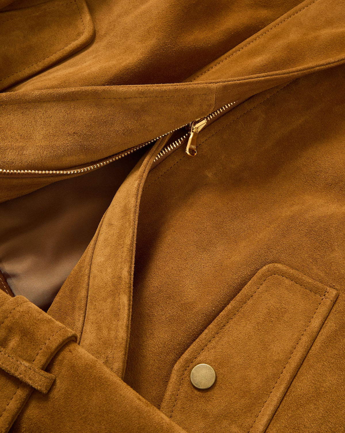 Veronica Beard | Bateman Suede Jacket in Tan Calfskin Acorn