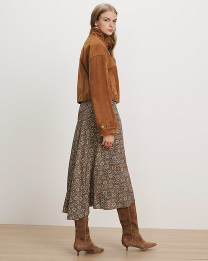 Veronica Beard | Bateman Suede Jacket in Tan Calfskin Acorn