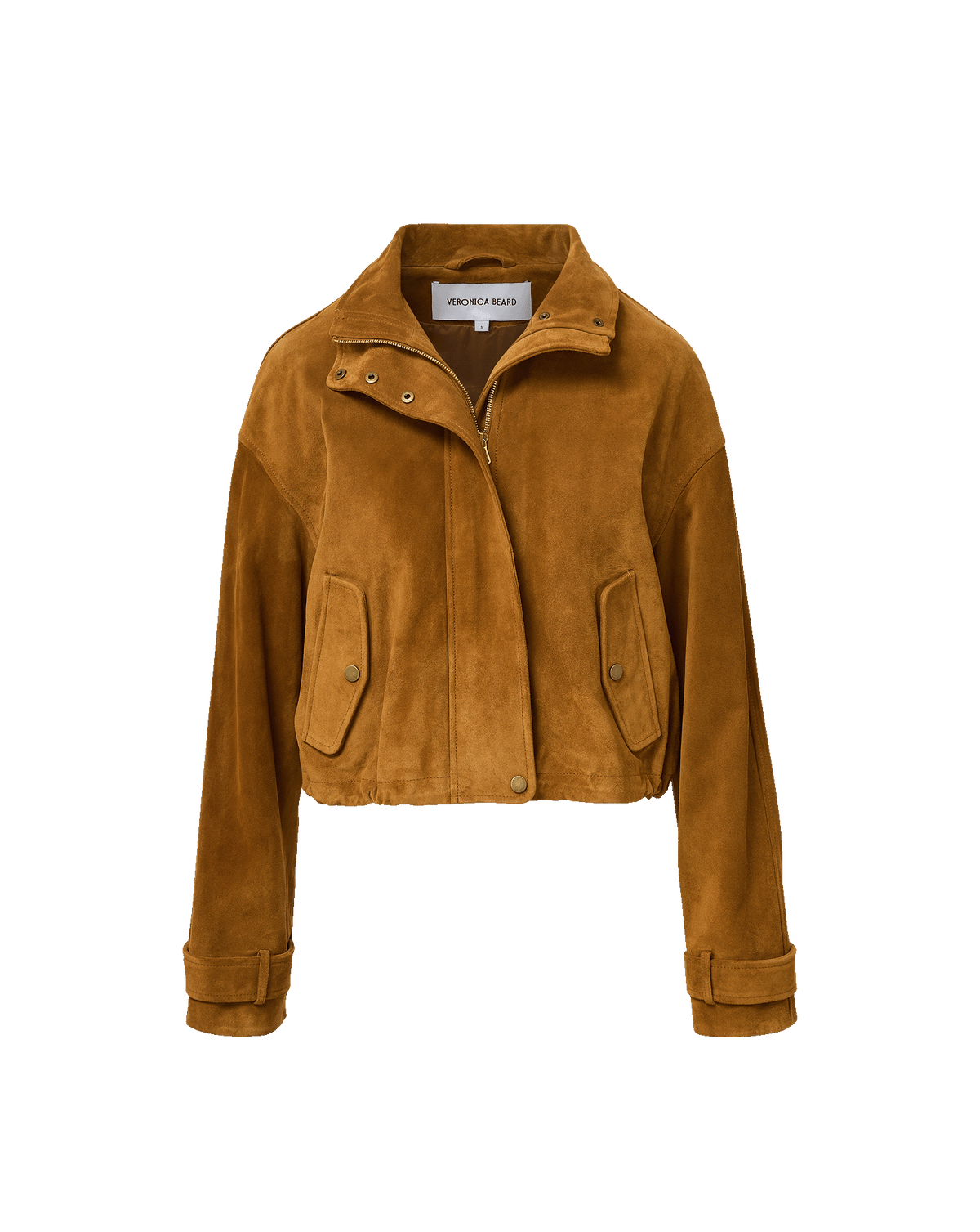 Veronica Beard | Bateman Suede Jacket in Tan Calfskin Acorn