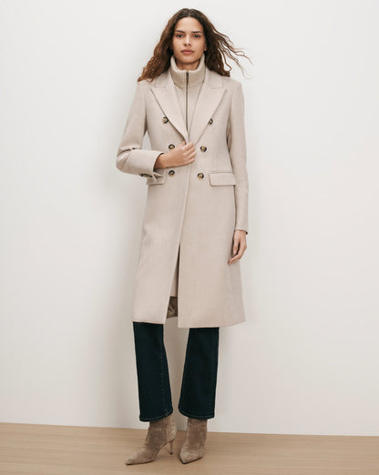 Veronica Beard | Stryder Double-Breasted Dickey Coat in Oyster Melange Oyster Melange