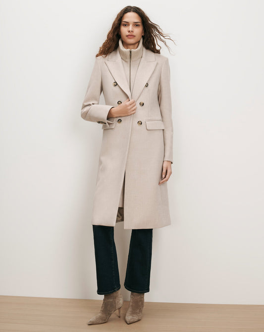 Veronica Beard | Stryder Double-Breasted Dickey Coat in Oyster Melange Oyster Melange