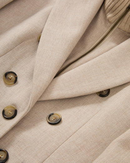 Veronica Beard | Stryder Double-Breasted Dickey Coat in Oyster Melange Oyster Melange