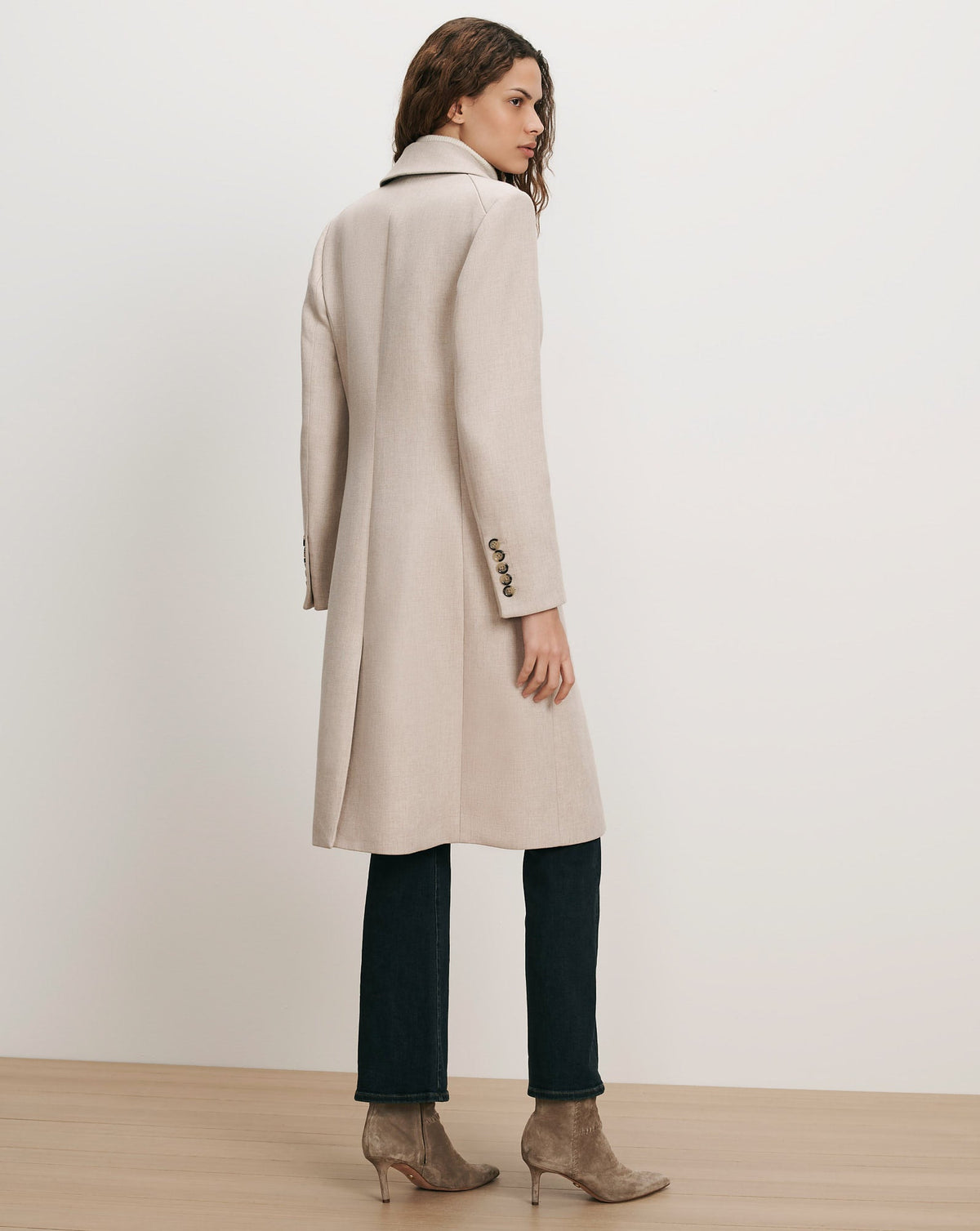 Veronica Beard | Stryder Double-Breasted Dickey Coat in Oyster Melange Oyster Melange