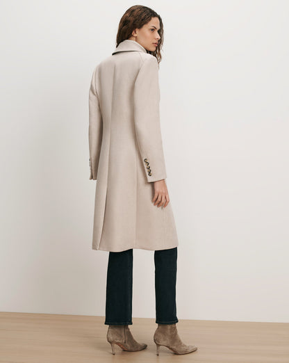 Veronica Beard | Stryder Double-Breasted Dickey Coat in Oyster Melange Oyster Melange