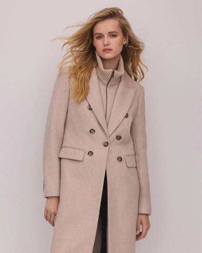 Veronica Beard | Stryder Double-Breasted Dickey Coat in Oyster Melange Oyster Melange