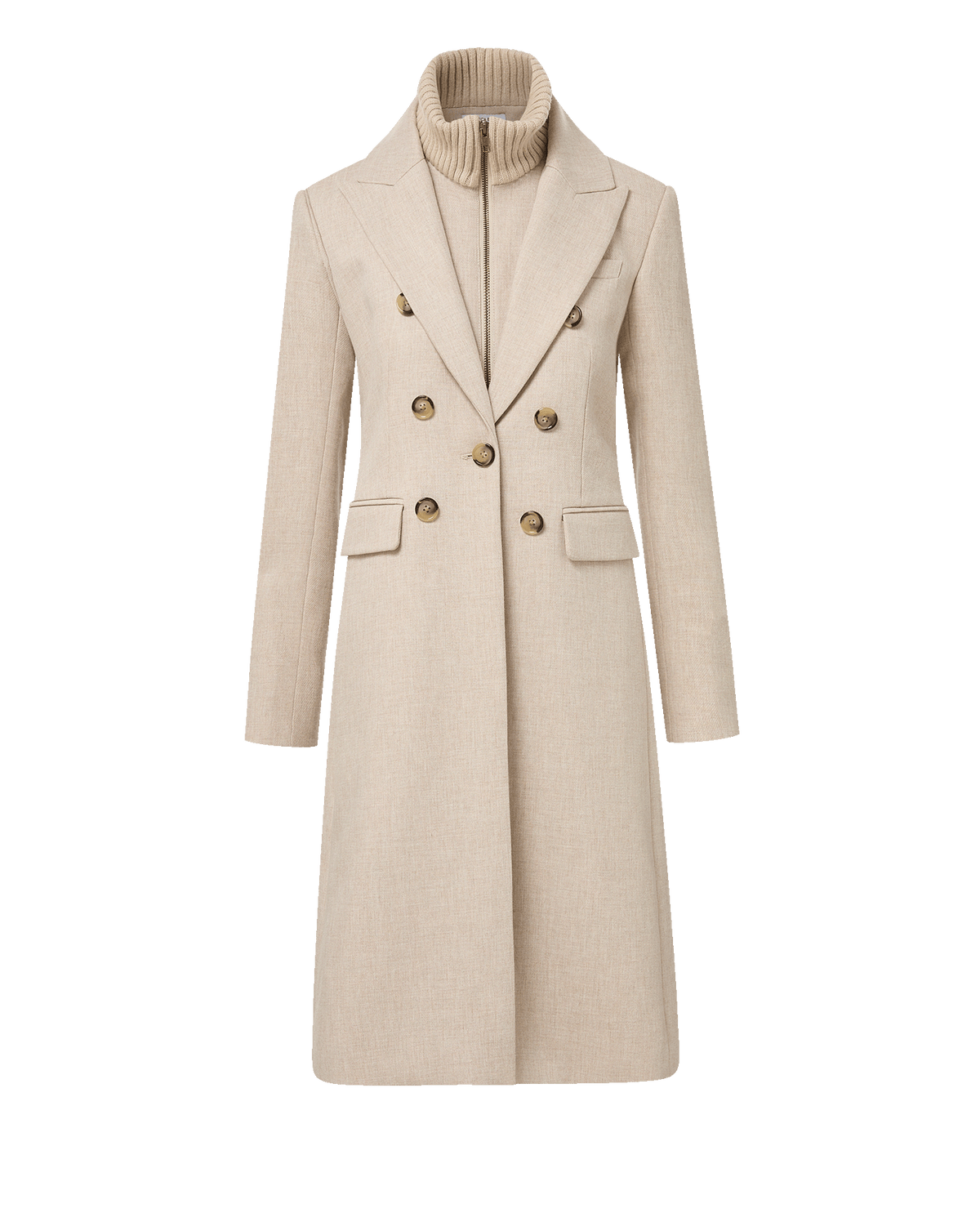 Veronica Beard | Stryder Double-Breasted Dickey Coat in Oyster Melange Oyster Melange