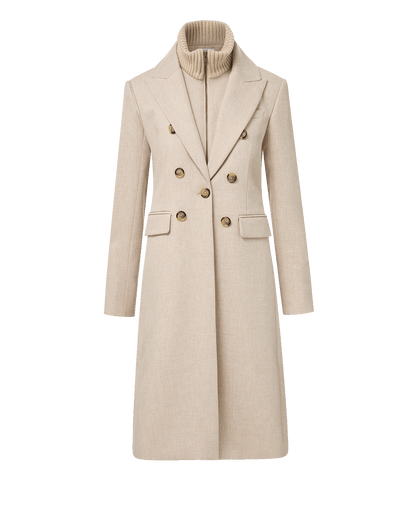 Veronica Beard | Stryder Double-Breasted Dickey Coat in Oyster Melange Oyster Melange