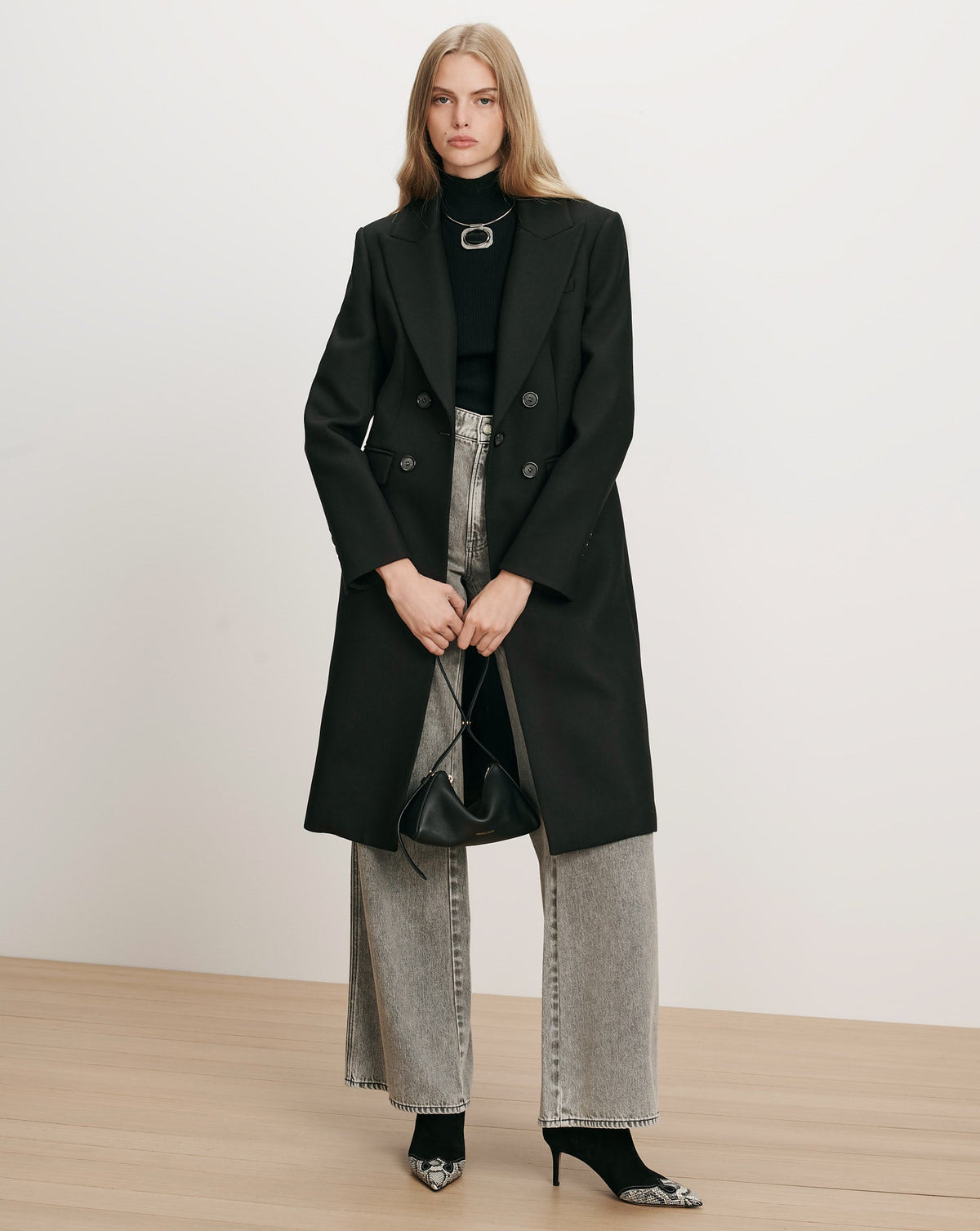 Veronica Beard | Stryder Double-Breasted Dickey Coat in Black Black