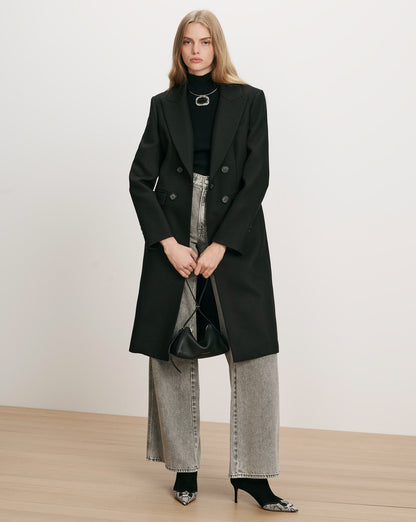 Veronica Beard | Stryder Double-Breasted Dickey Coat in Black Black