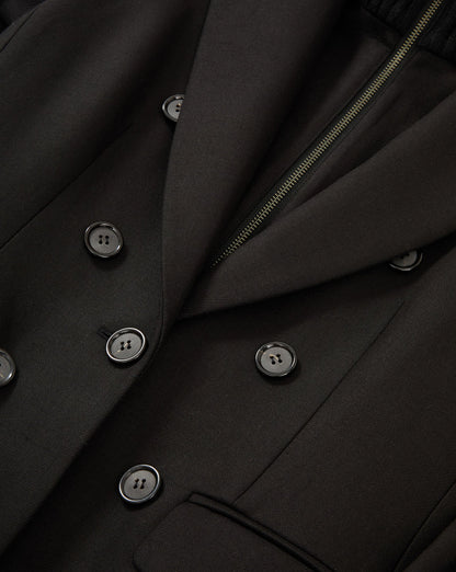 Veronica Beard | Stryder Double-Breasted Dickey Coat in Black Black