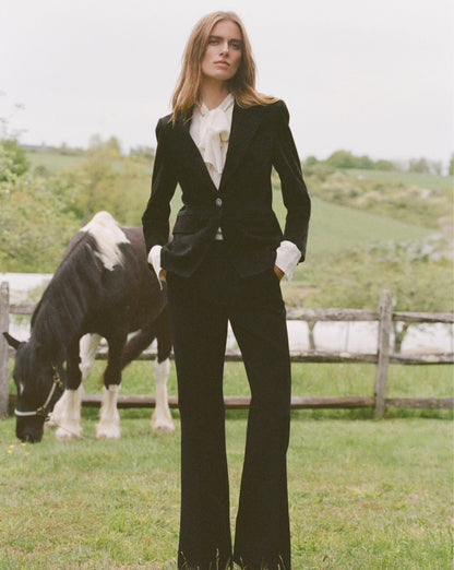 Veronica Beard | Healy Lambskin Suede Dickey Jacket in Black Black
