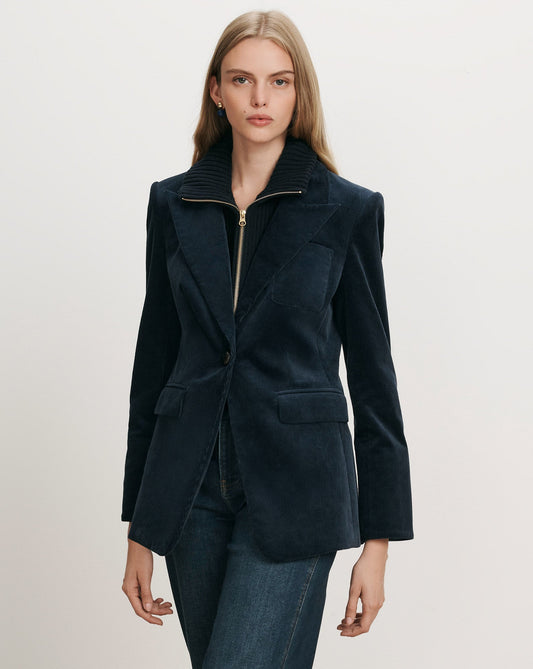 Veronica Beard | Livvy Corduroy Dickey Jacket in Heritage Navy Heritage Navy
