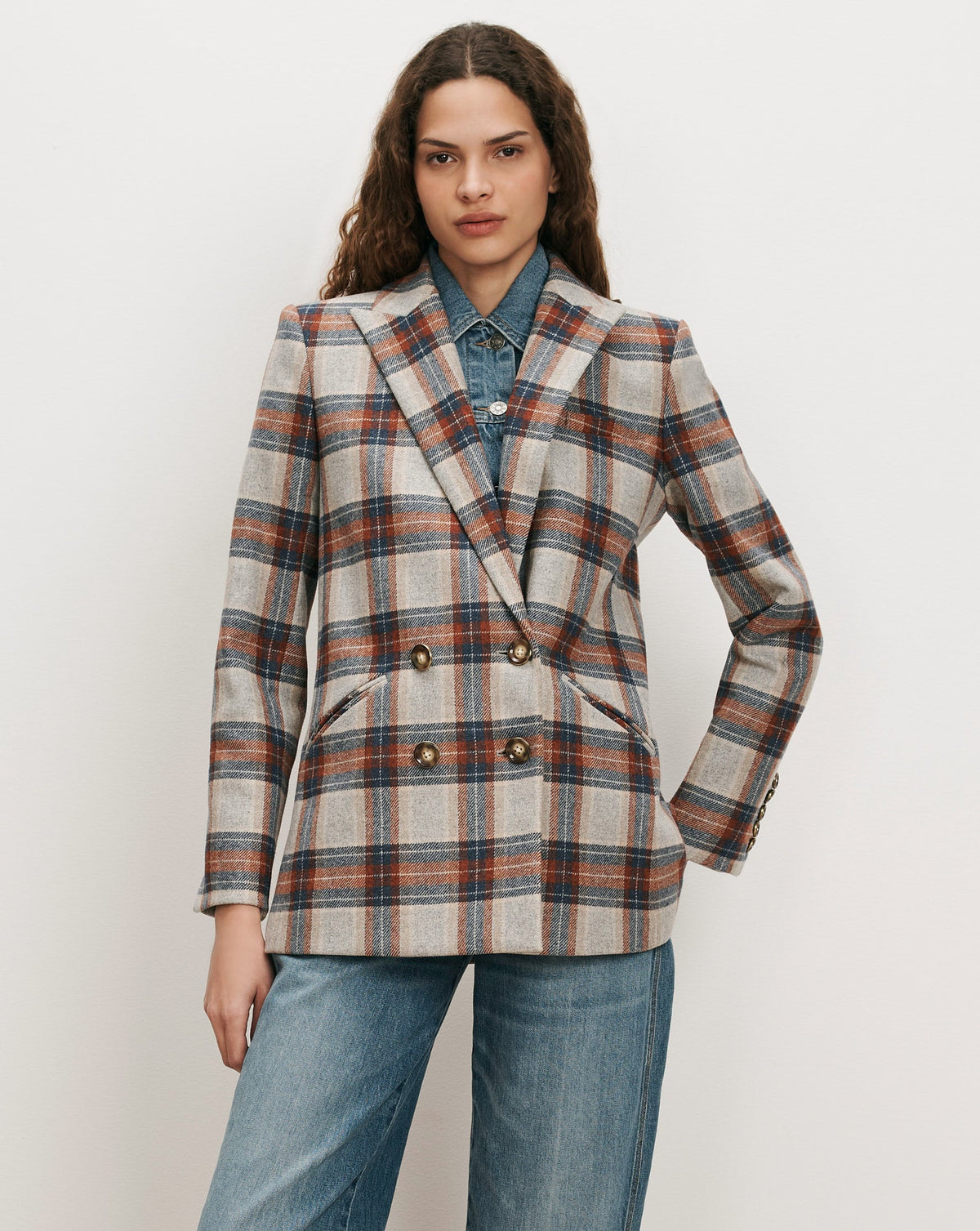 Veronica Beard | Oria Plaid Dickey Jacket in Heather Grey Multi Heather Grey Multi
