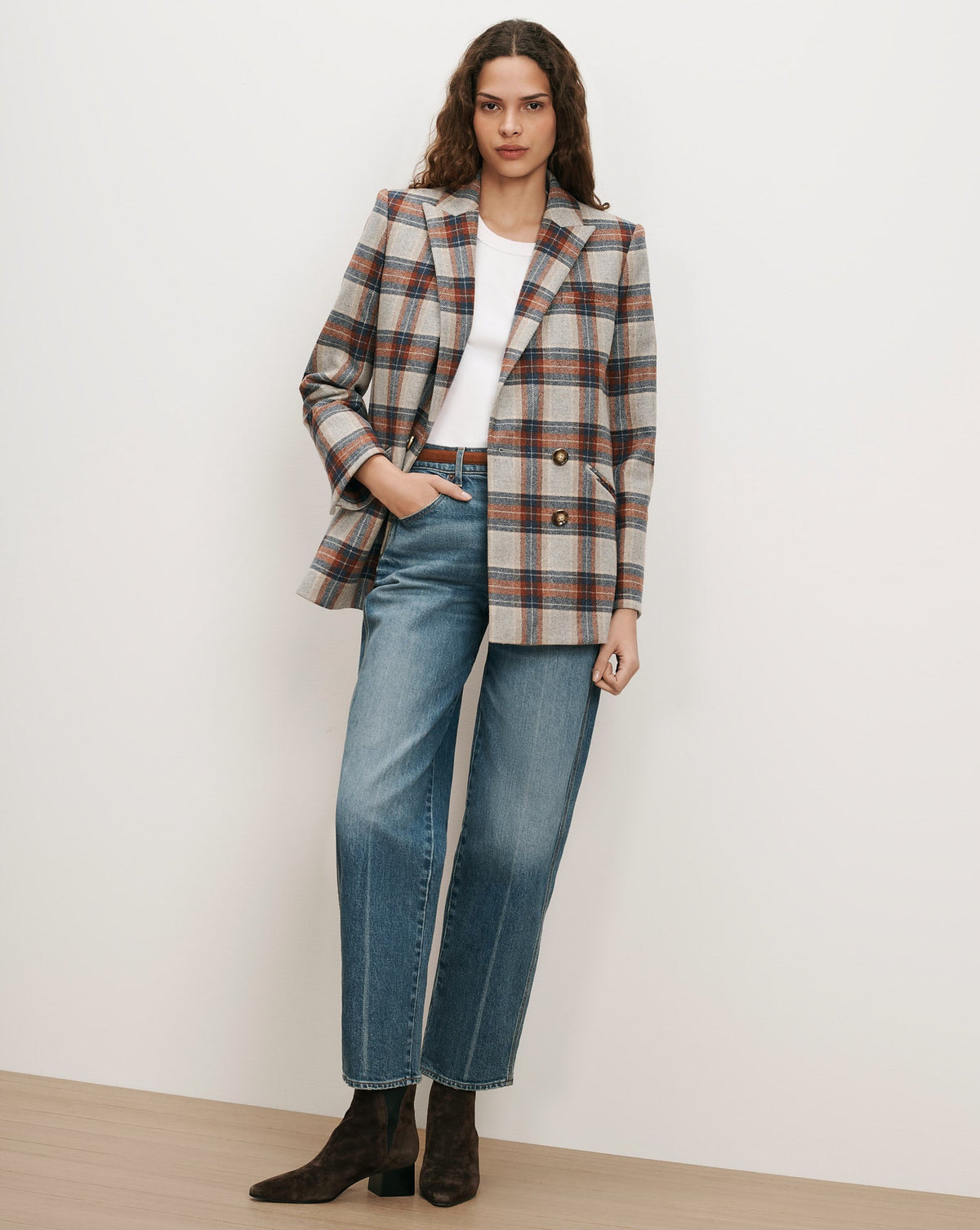 Veronica Beard | Oria Plaid Dickey Jacket in Heather Grey Multi Heather Grey Multi