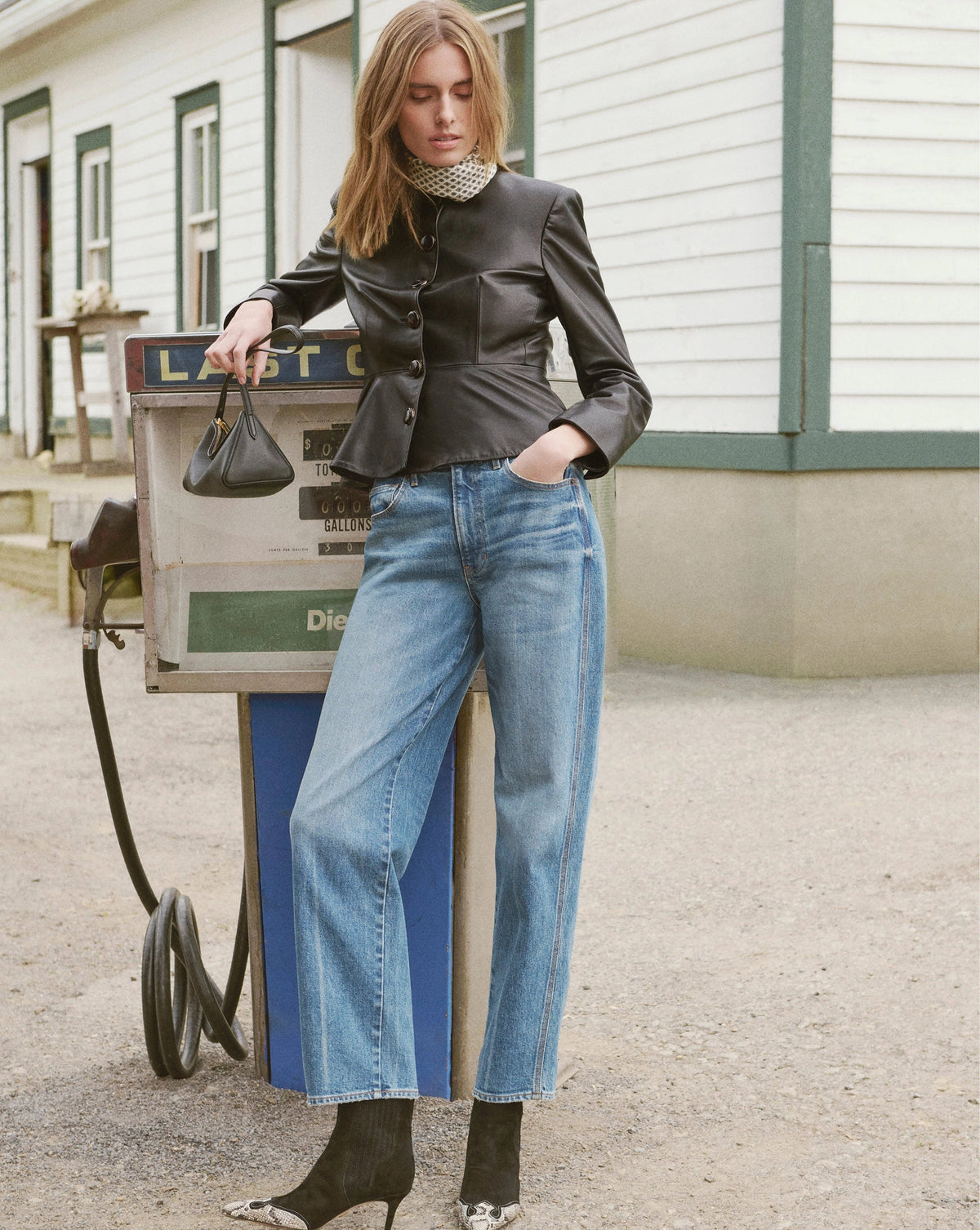 Veronica Beard | Quinn Leather Peplum Jacket in Black Black
