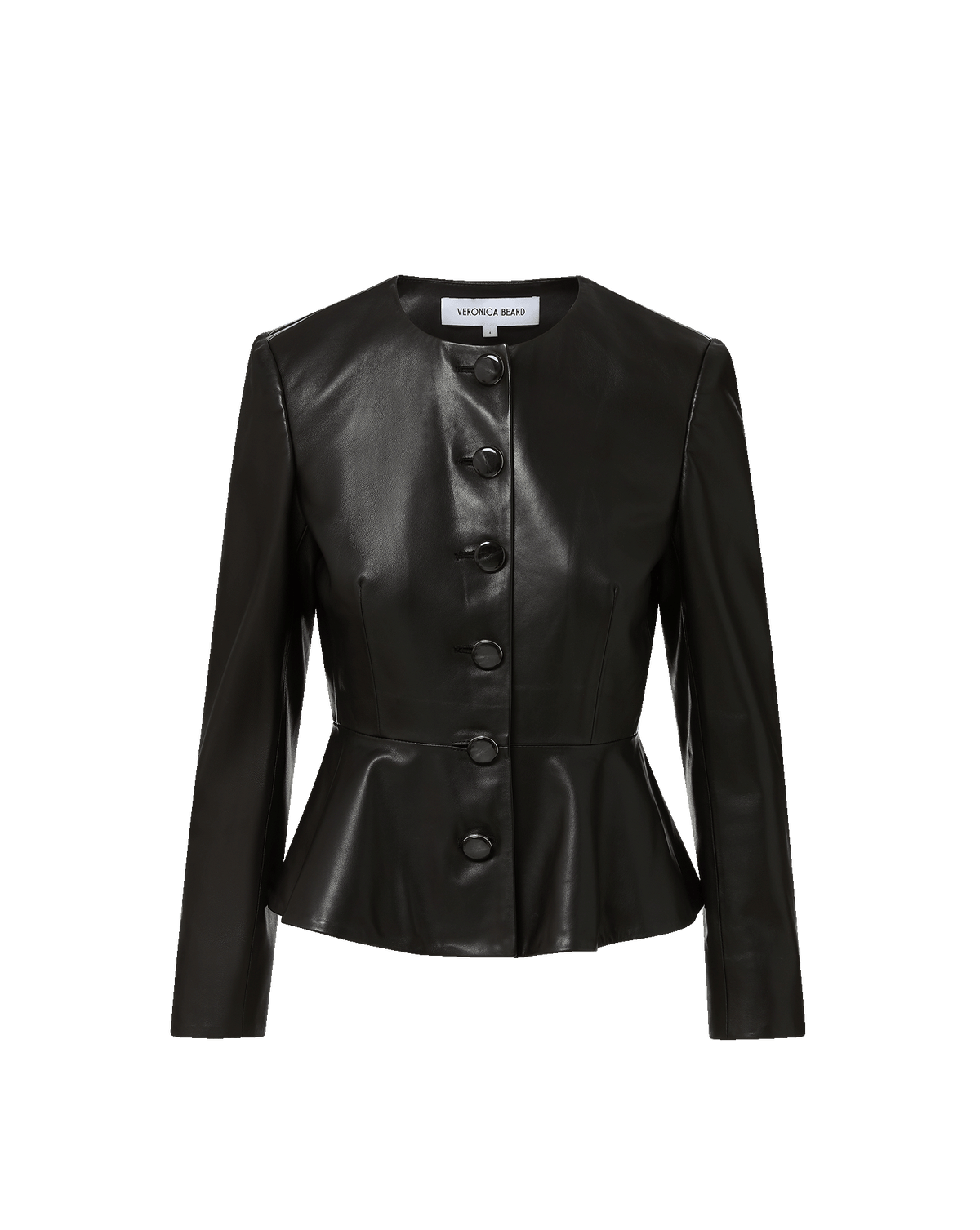 Veronica Beard | Quinn Leather Peplum Jacket in Black Black
