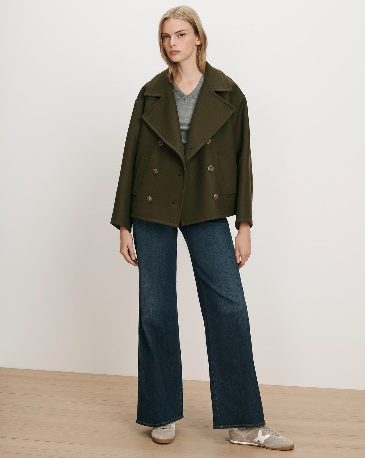 Veronica Beard | Franklin Dickey Coat in Green Wool Twill Cypress