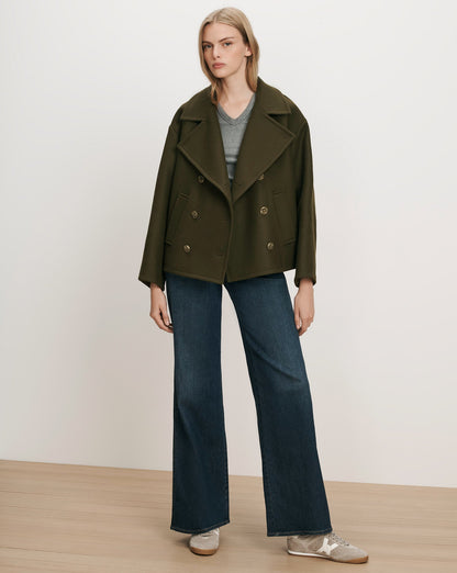 Veronica Beard | Franklin Dickey Coat in Green Wool Twill Cypress