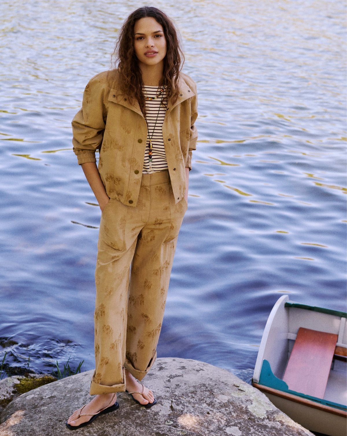 Veronica Beard | Ainsworth Jacquard Jacket in Tan Sand Sand