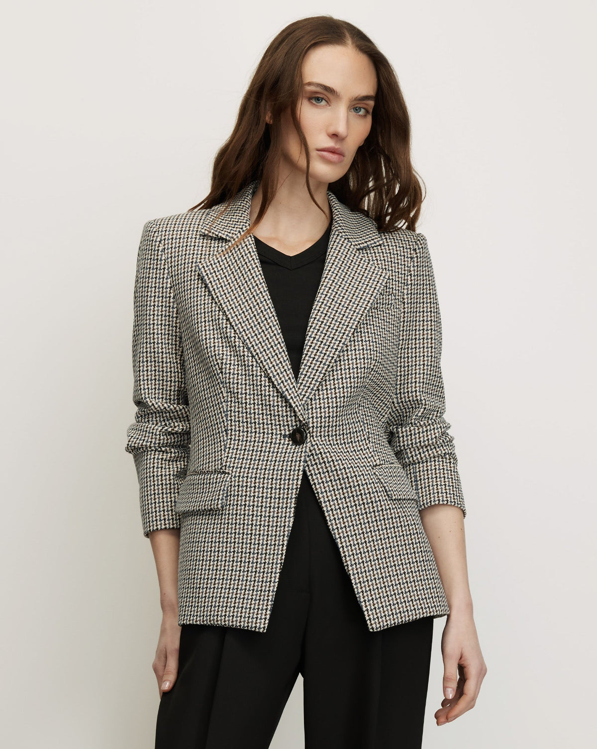 Veronica Beard | Healy Houndstooth Dickey Jacket in Navy Multi Navy Multi