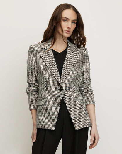 Veronica Beard | Healy Houndstooth Dickey Jacket in Navy Multi Navy Multi