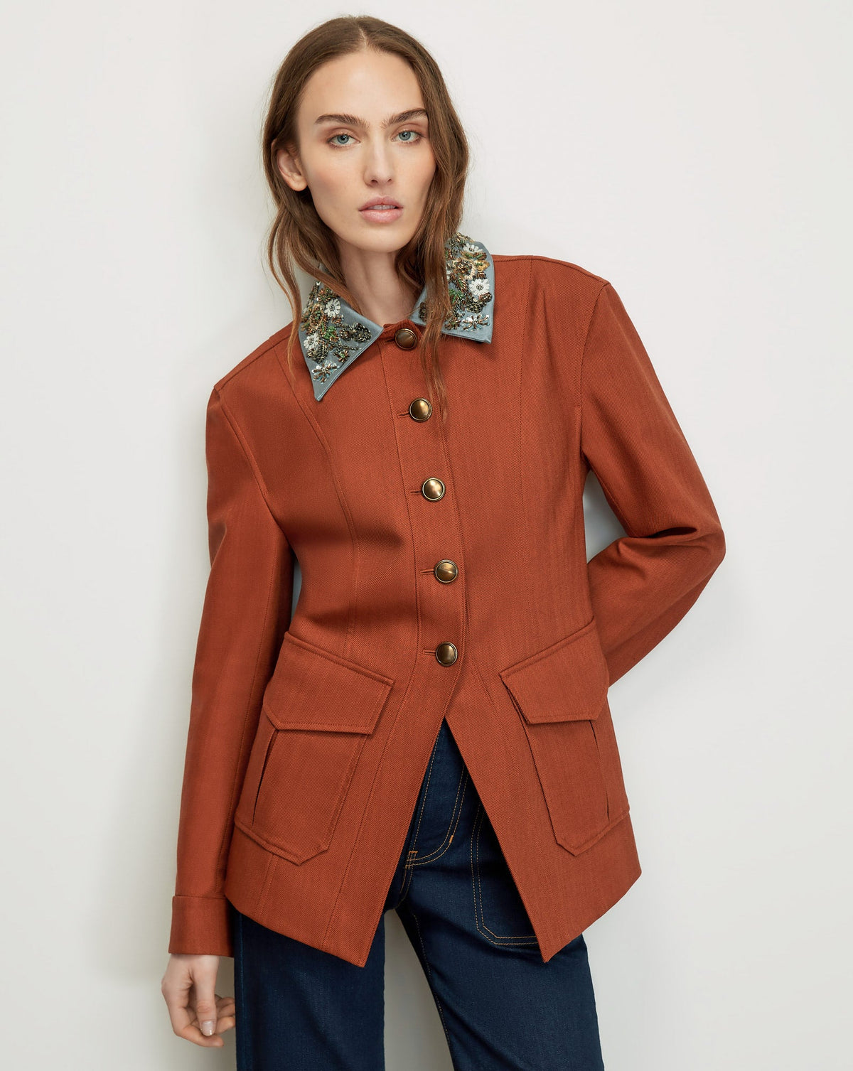 Veronica Beard | Laramie Dickey Jacket in Rust Red Rust