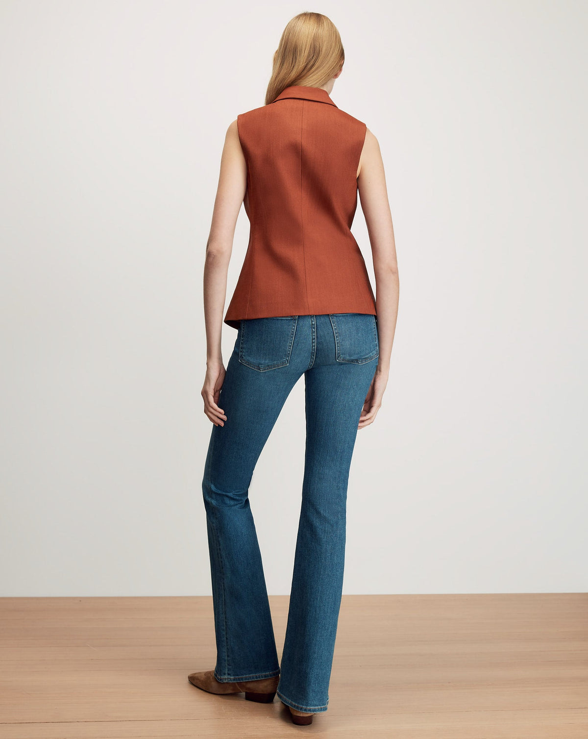 Veronica Beard | Benny Tailored Vest in Rust Red Rust