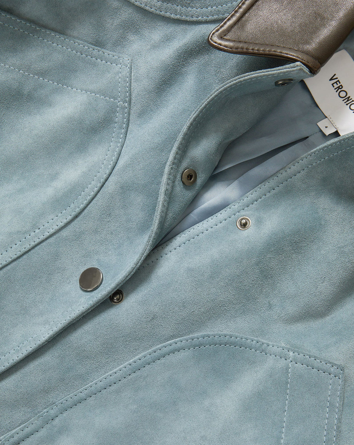 Veronica Beard | Walters Suede Cropped Jacket in Light Blue Steel Blue Steel