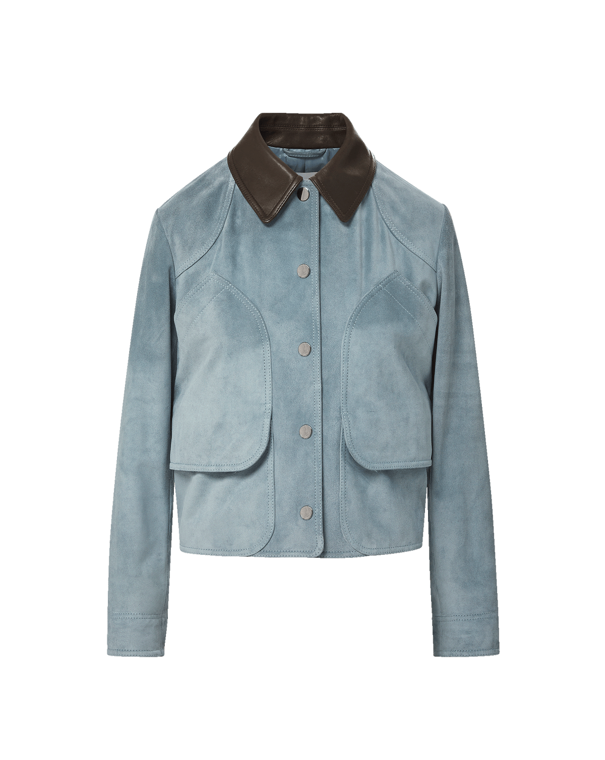 Veronica Beard | Walters Suede Cropped Jacket in Light Blue Steel Blue Steel