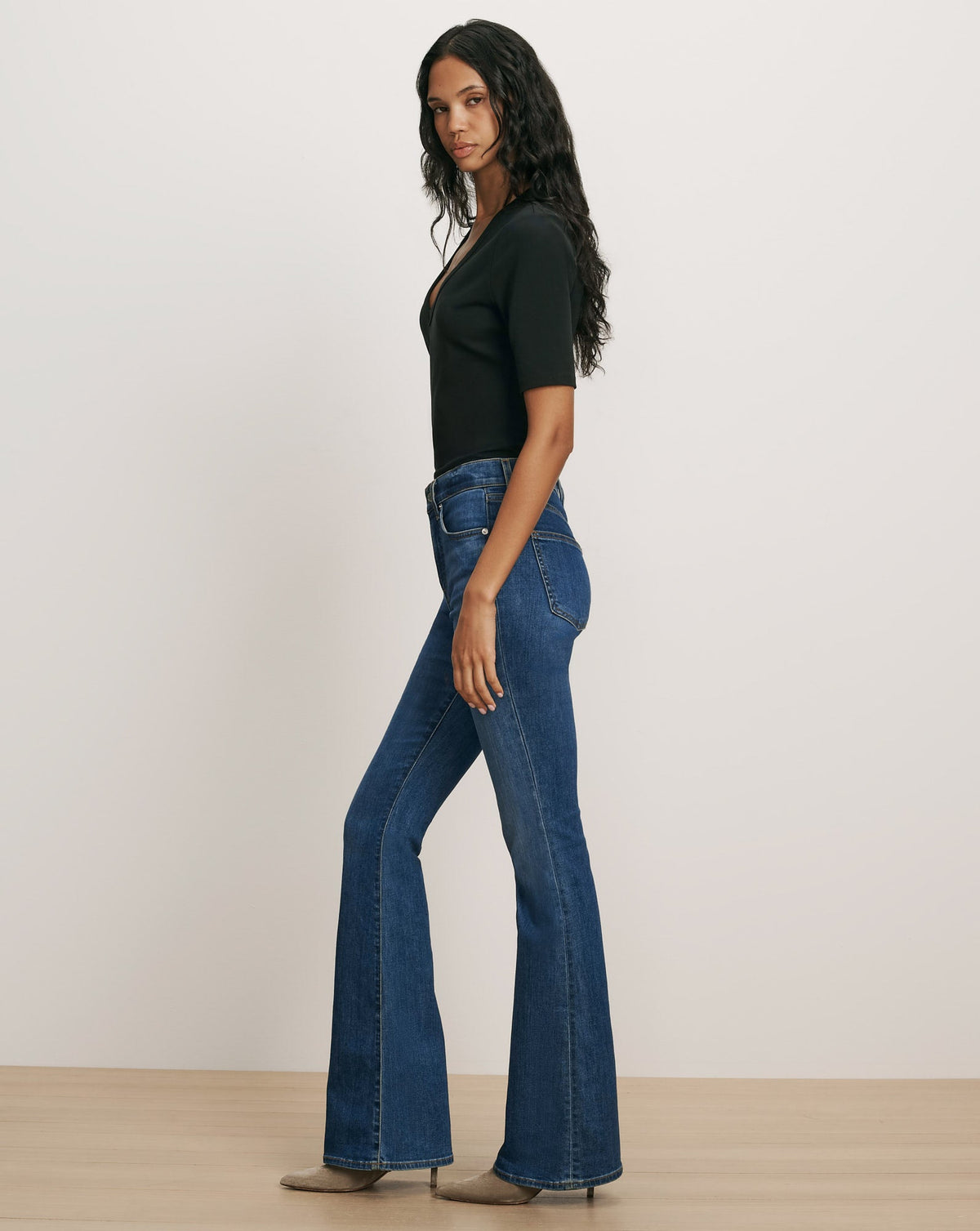 Veronica Beard | Beverly High Rise Skinny Flared Jeans Bright Blue