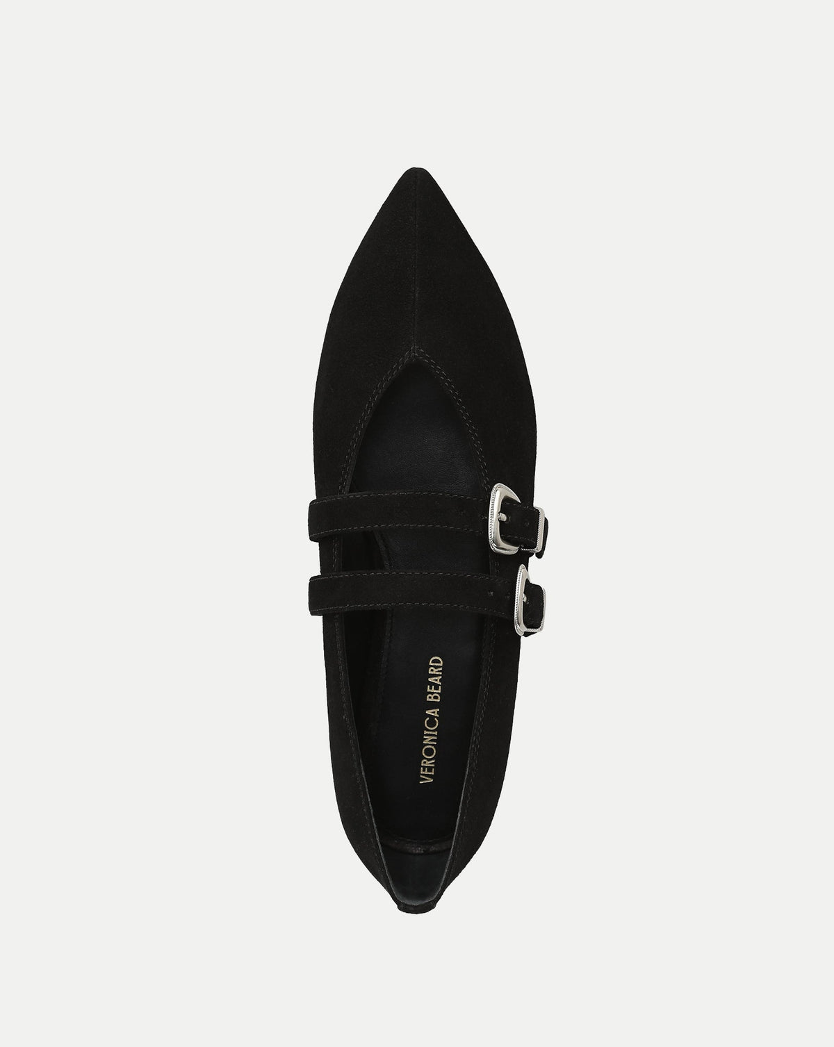 Veronica Beard | Bancroft Suede Double Strap Mary Jane Flat in Black Black
