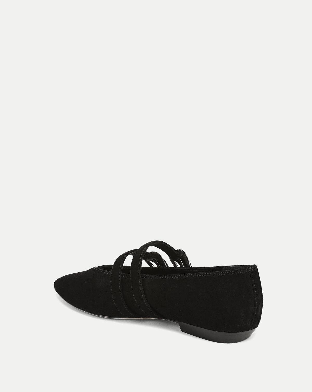 Veronica Beard | Bancroft Suede Double Strap Mary Jane Flat in Black Black