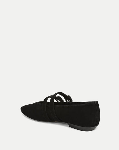 Veronica Beard | Bancroft Suede Double Strap Mary Jane Flat in Black Black