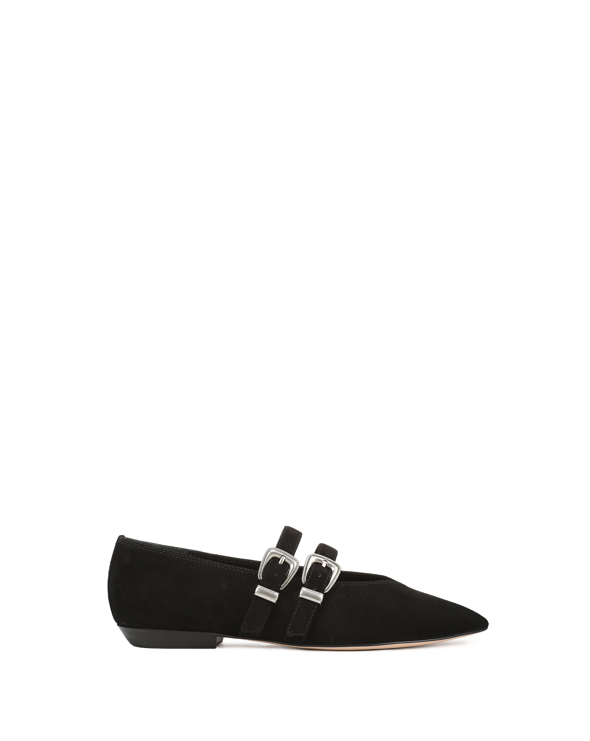 Veronica Beard | Bancroft Suede Double Strap Mary Jane Flat in Black Black