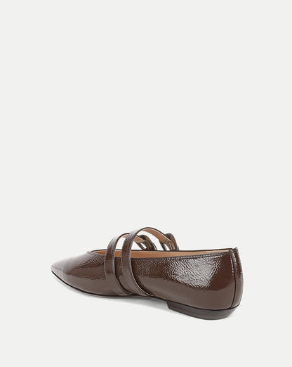 Veronica Beard | Bancroft Leather Double Strap Mary Jane Flat in Dark Brown Espresso