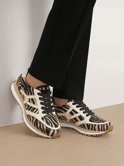 Veronica Beard | Valentina Calf Hair Sneaker in Zebra Ziger