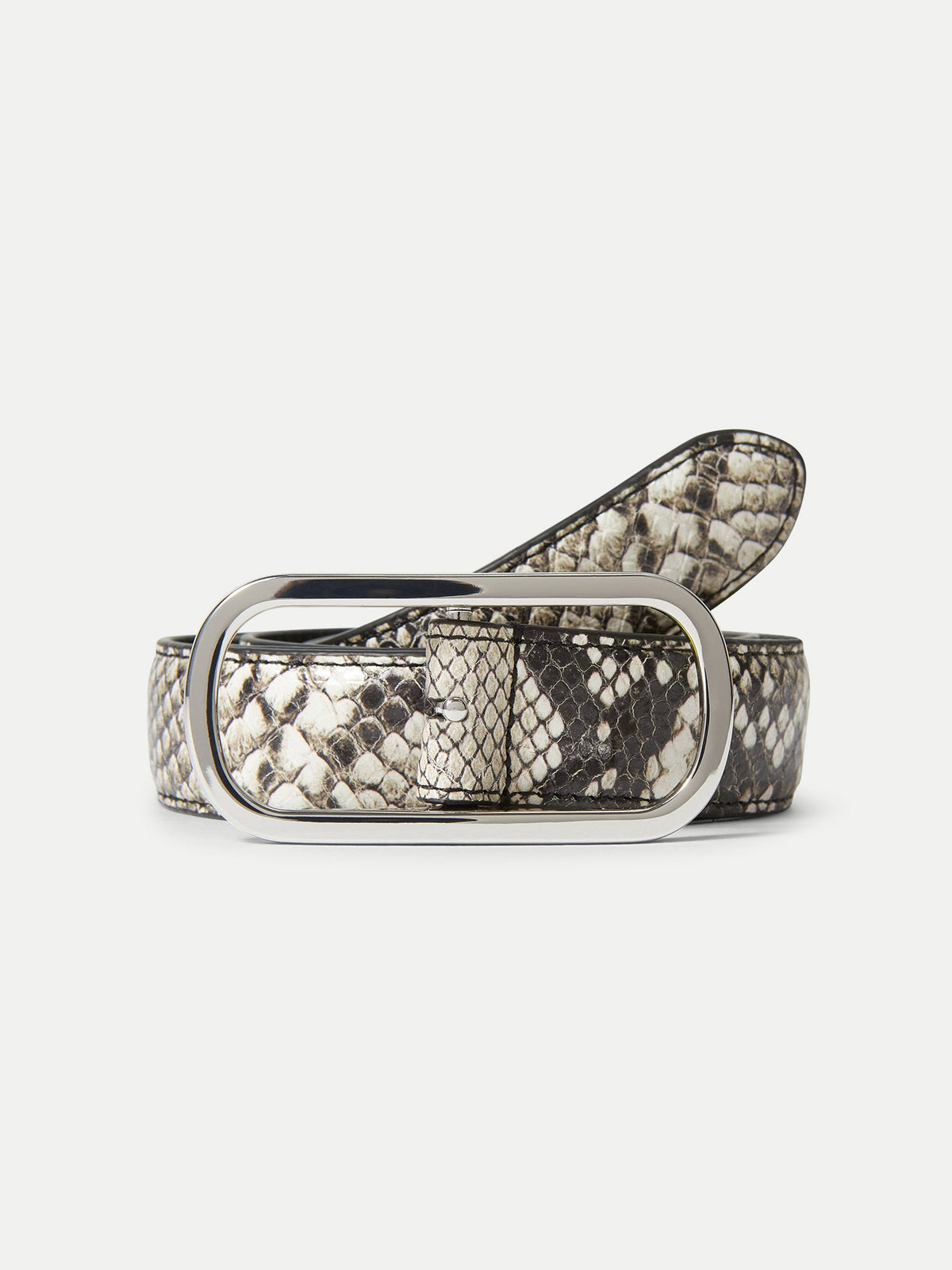 Veronica Beard | Snake-Embossed Loop Belt in Grey & Black Natural Multi
