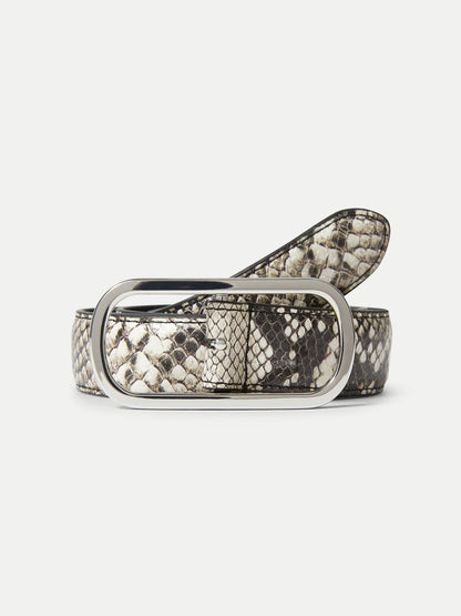 Veronica Beard | Snake-Embossed Loop Belt in Grey & Black Natural Multi