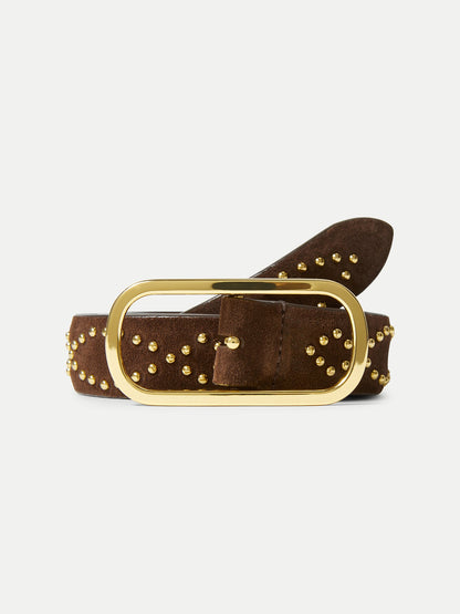 Veronica Beard | Western Studded Loop Belt in Dark Brown Espresso Espresso